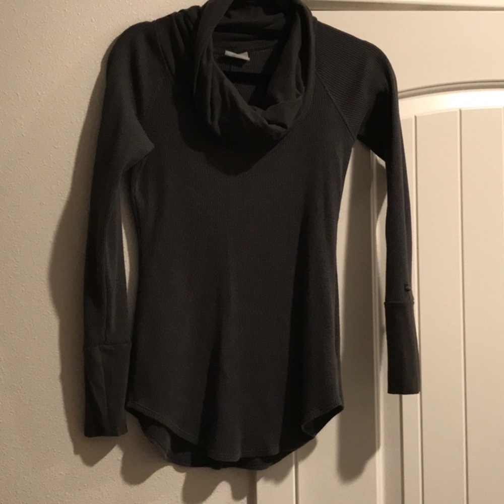 Cowl neck long sleeve thermal top